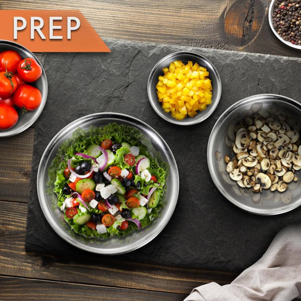 NutriChef 6-Piece Stainless Steel Nesting Mixing Bowl Set