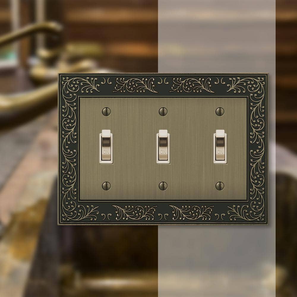 Brushed Brass Triple Toggle Decorative Wall Plate