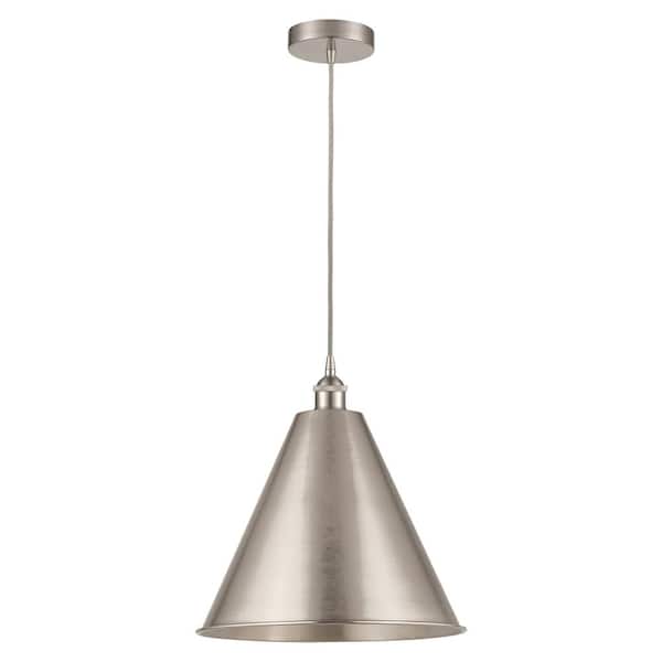 Edison Cone 100-Watt 1-Light Brushed Satin Nickel Standard Mini Pendant Light with Metal Shade