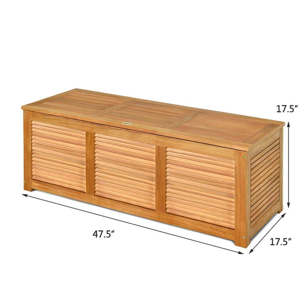 Natural Acacia Wood 47 Gallon Deck Storage Bench