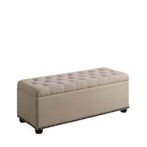 Beige Storage Bench with 3-Seating 18 in. x 45.5 in. x 17.25 in.