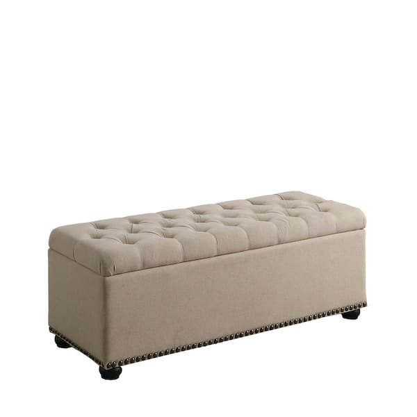 ORE International Beige Storage Bench with 3-Seating 18 in. x 45.5 in. x 17.25 in.