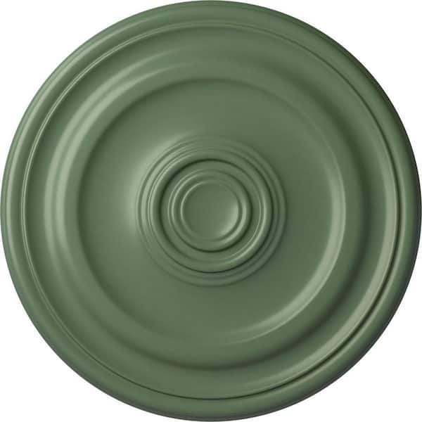Ekena Millwork 15-3/4" x 1-1/2" Devon Urethane Ceiling (Fits Canopies upto 3-5/8"), Hand-Painted Athenian Green