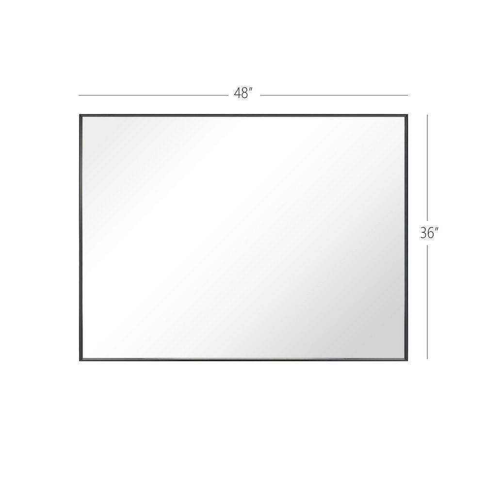 Elegant 36" Black Metal Frame Rectangular Mirror