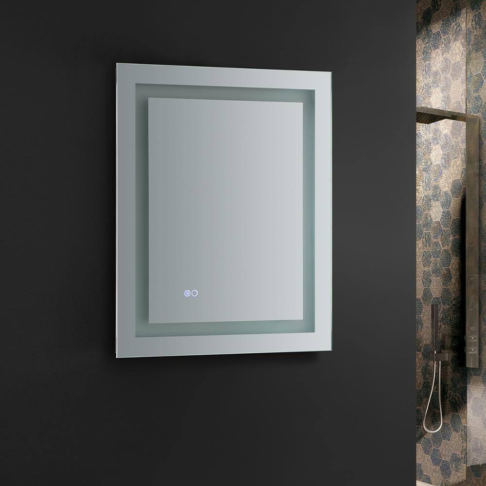 Sleek 24"x30" Transitional LED-Lit Frameless Vanity Mirror