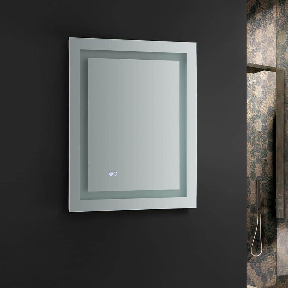 Sleek 24"x30" Transitional LED-Lit Frameless Vanity Mirror