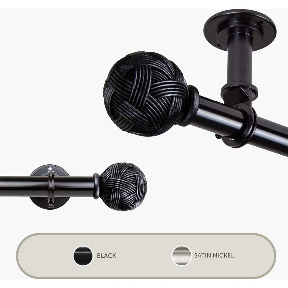Twine Ceiling 28 in. - 48 in., 1 in. Dia Single Curtain Rod/ Room Divider in Black price history on PriceWatchPro