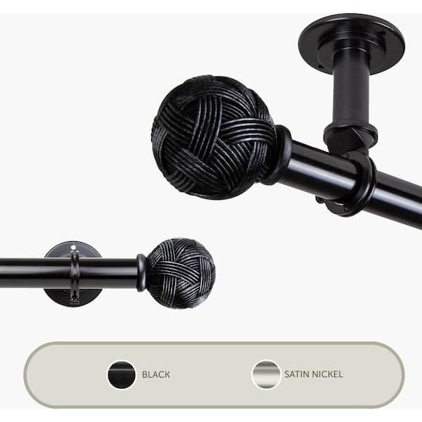 Rod Desyne Twine Ceiling 48 in. - 84 in., 1 in. Dia Single Curtain Rod/ Room Divider in Black
