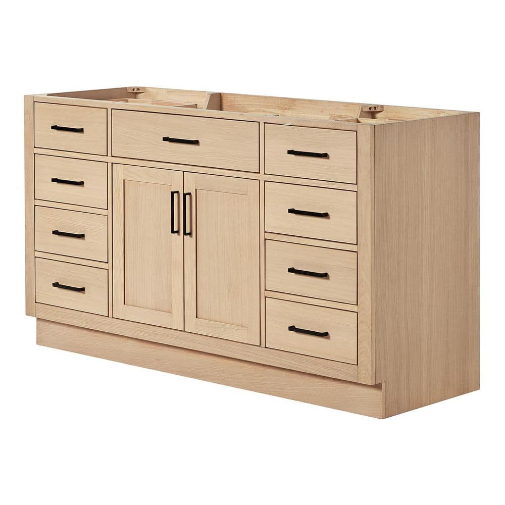 Hepburn 60" Light Oak Freestanding Bathroom Vanity Base