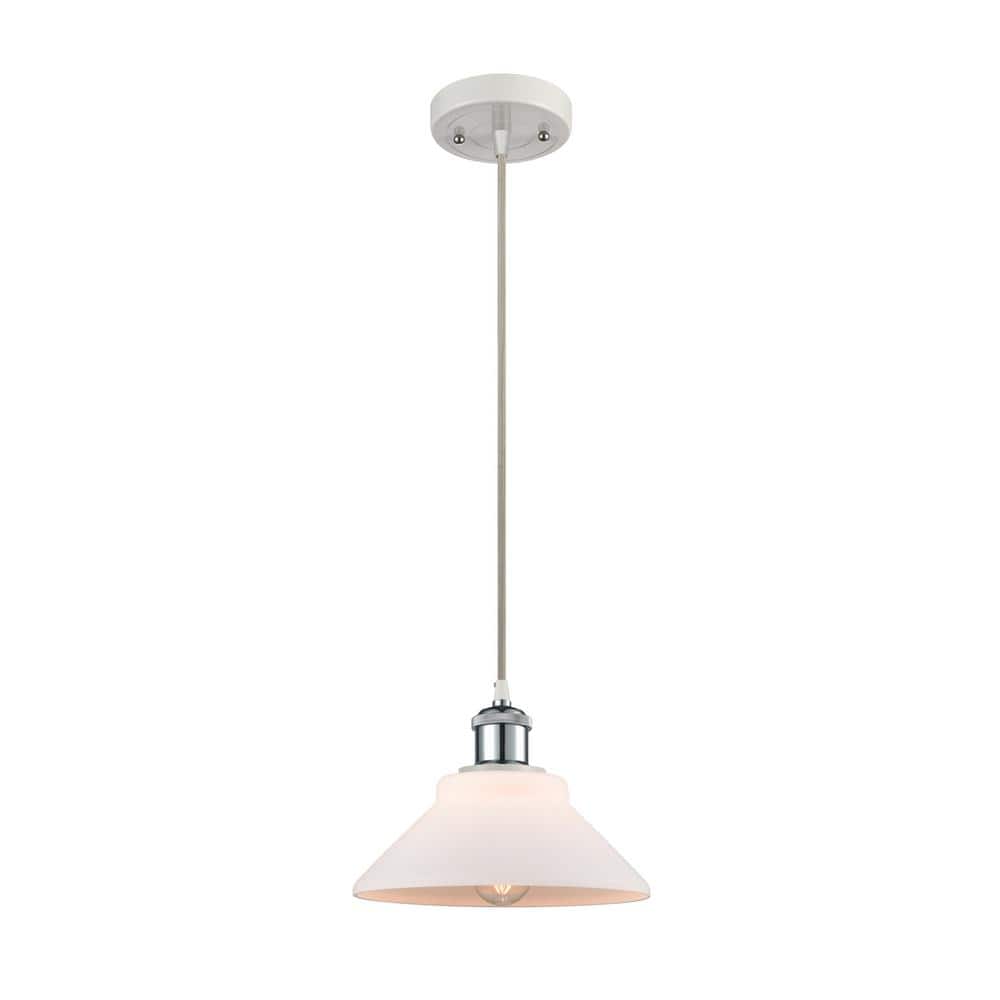 Orwell 1-Light White and Polished Chrome Shaded Pendant Light with Matte White Glass Shade price history on PriceWatchPro