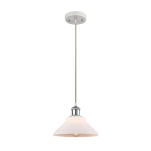 Orwell 1-Light White and Polished Chrome Shaded Pendant Light with Matte White Glass Shade