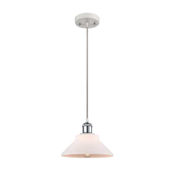 Innovations Orwell 1-Light White and Polished Chrome Shaded Pendant Light with Matte White Glass Shade