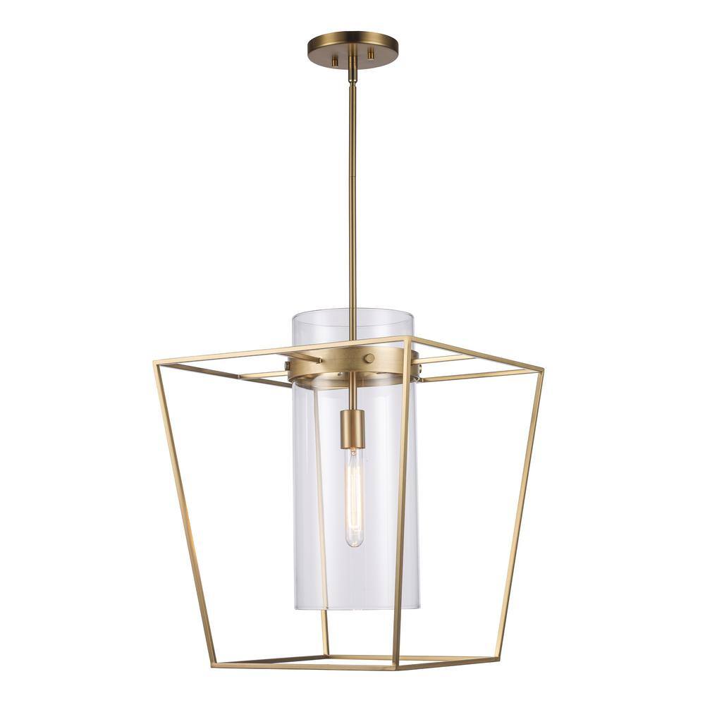 Antique Gold Mini Lantern Pendant with Clear Glass Shade