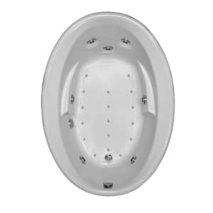 60 in. Acrylic Oval Drop-in Air and Whirlpool Bathtub in Biscuit