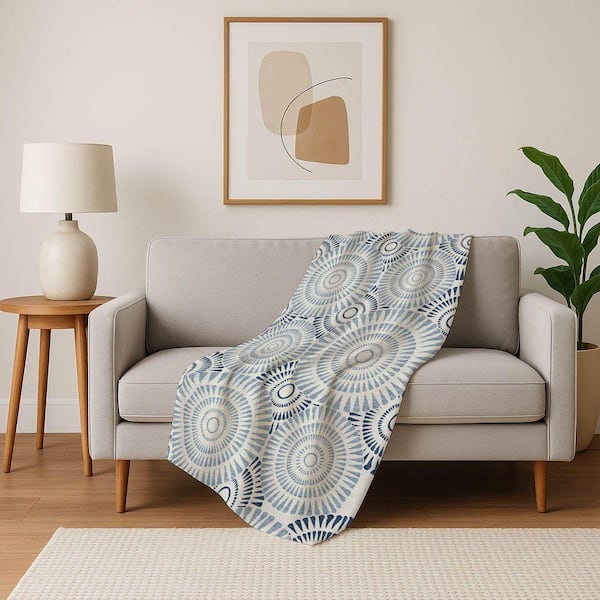 Premium Machine Washable ASB877 Blue 50 in. x 70 in. Sherpa Throw Blanket