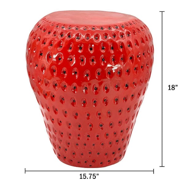 Galt International Red Strawberry Stool Polyresin Side Table 18 in