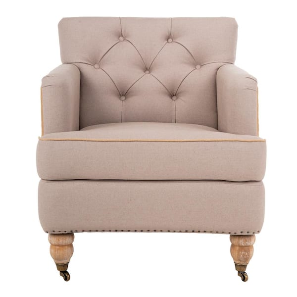 SAFAVIEH Colin Taupe Linen Arm Chair