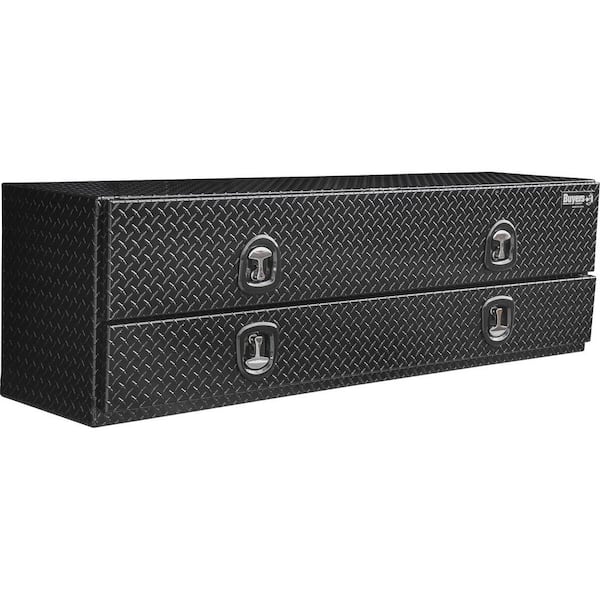 21x18x88 In Gloss Black Diamond Tread Aluminum Heavy-Duty Flatbed Contractor Top Mount Tool Box With Lower Drawers