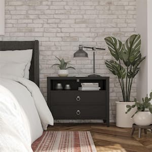 Her Majesty 2-Drawer Black Nightstand