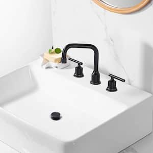 8 in. Widespread 3 Hole Lead-Free Double Handle Bathroom Faucet with Pop-up Drain and Supply Lines in Oil Rubbed Bronze