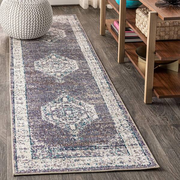 JONATHAN Y Ankara Vintage Medallion Gray/Ivory 2 ft. x 8 ft. Runner Rug