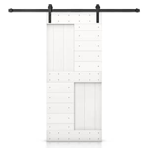 24 in. x 84 in. Pure White Stained DIY Knotty Pine Wood Interior Sliding Barn Door with Hardware Kit