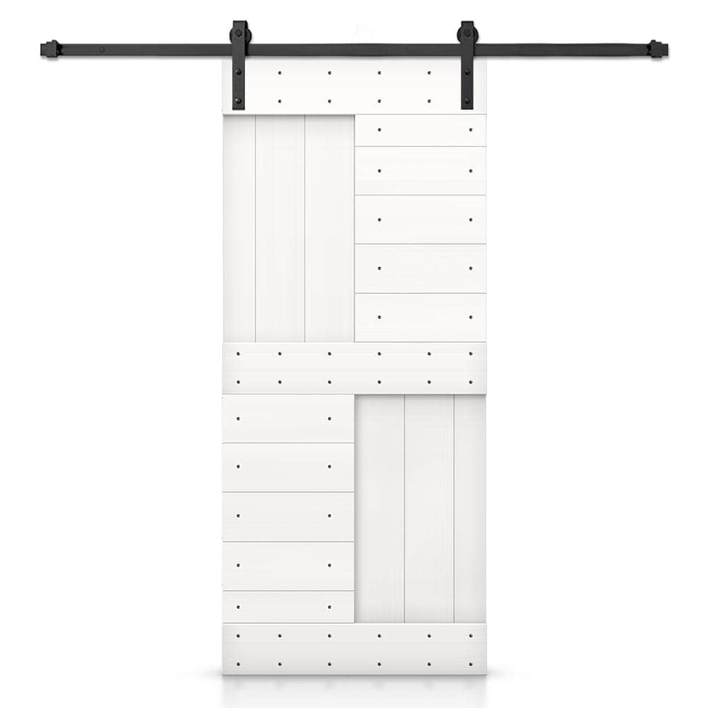42 in. x 84 in. Pure White Stained DIY Knotty Pine Wood Interior Sliding Barn Door with Hardware Kit price history on PriceWatchPro