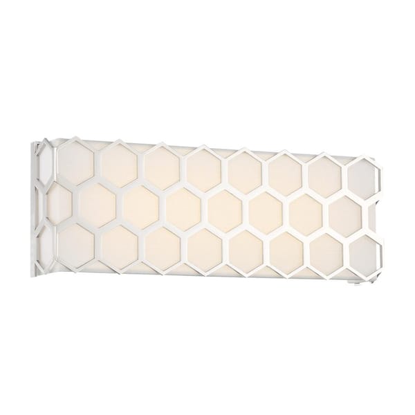 George Kovacs Missing Link 15.25 in. 1-Light Polished Nickel LED Vanity Light with Fine White Linen Shade