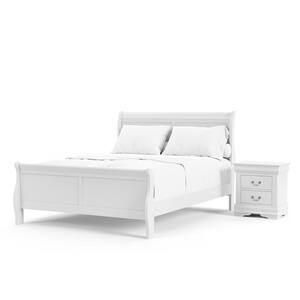 2-Piece Burkhart White Wood Queen Bedroom Set With Nightstand