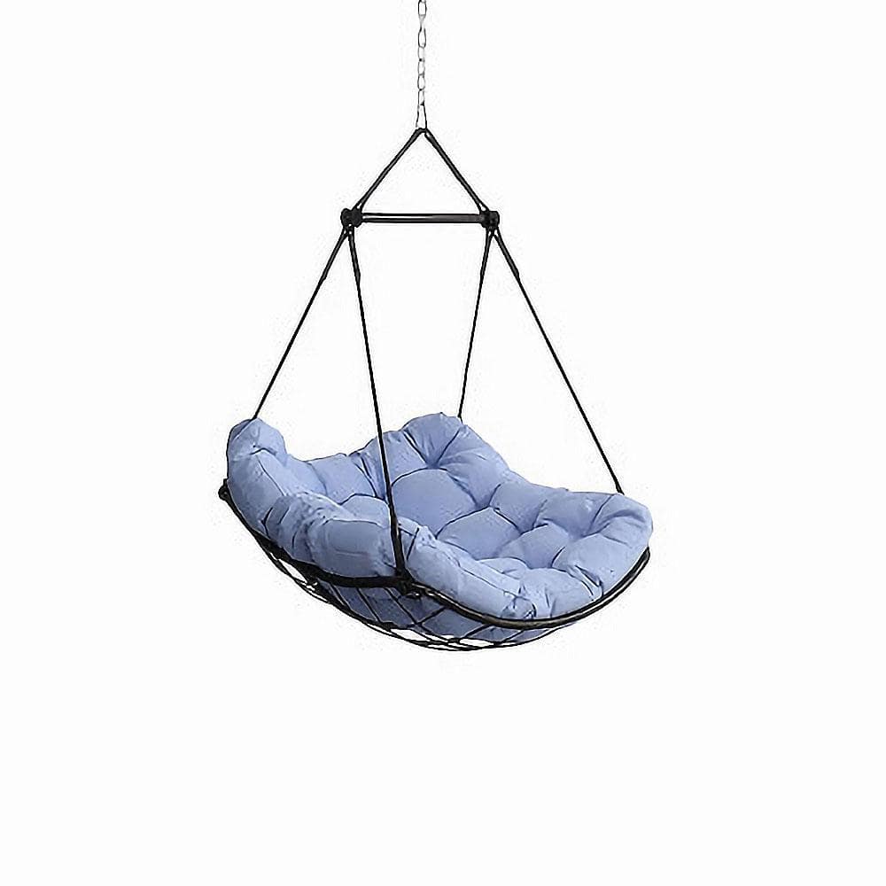 1-Person Blue Aluminium Hanging Hammock Chair Swing with Cushion