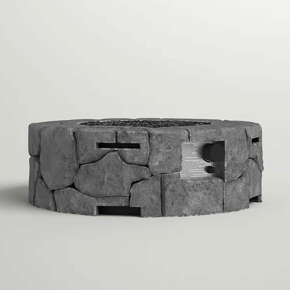 28 in. 40,000 BTU Round Outdoor Propane Gas Fire Pit Table in Stone Gray