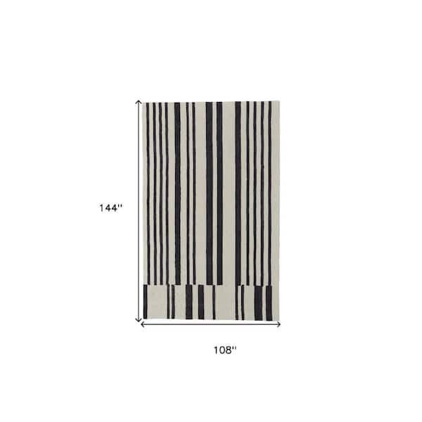 9 ft. x 12 ft. Ivory and Black Abstract Area Rug