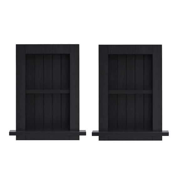 14.37 in. W x 4.8 in. D x 18.27 in. H Wood Recessed Decorative Bathroom Storage Wall Cabinet in Black (2-Pack)