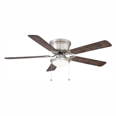 Hugger 52 In Led Indoor Brushed Nickel Ceiling Fan With Light Kit Al383led Bn The Home Depot - How To Dim Light On Harbor Breeze Ceiling Fan
