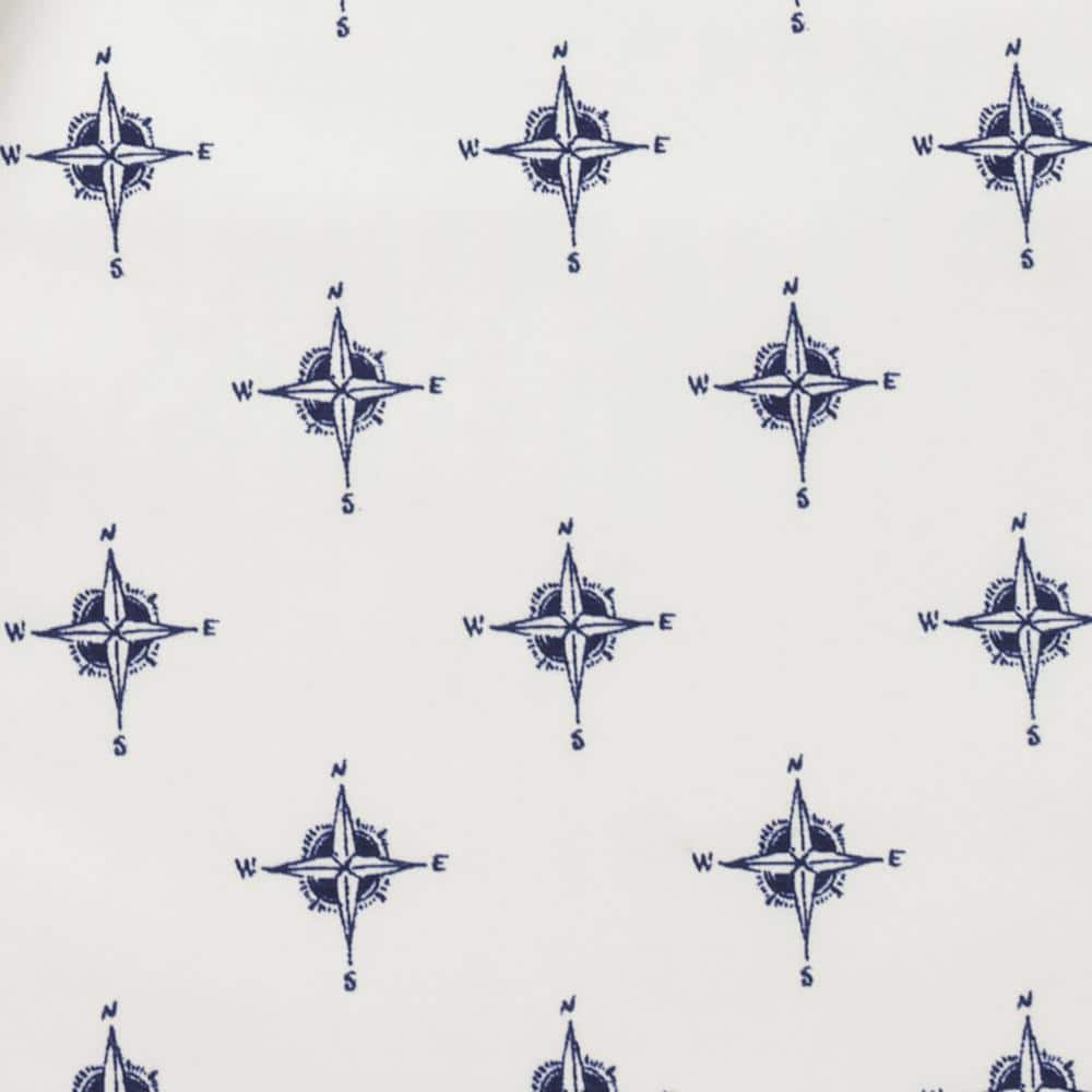 Full Blue Compass Print Percale Cotton Sheet Set