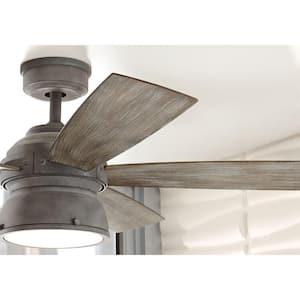 52 in. Indoor/Outdoor Weathered Gray Ceiling Fan with Light