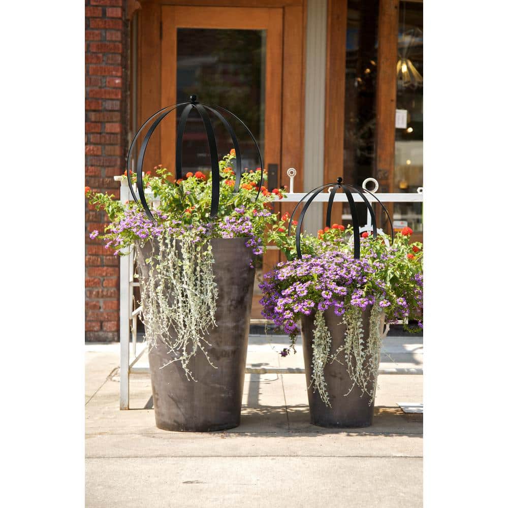 Small Black Metal Orb Garden Trellis, 19.5" Height