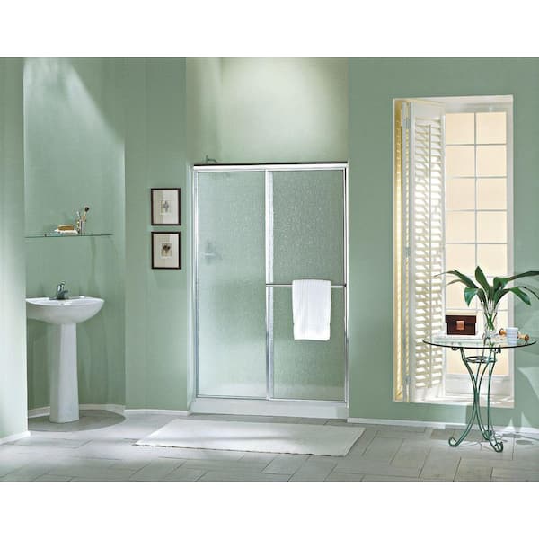 STERLING Deluxe 44-48 in. x 70 in. Framed Sliding Shower Door in Silver  with Rain Glass Texture 5976-48S - The Home Depot