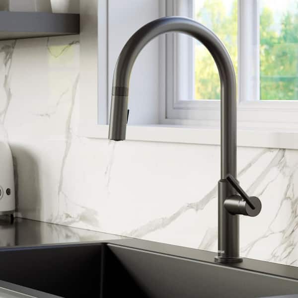 Lagrange Single Handle Pull Down Sprayer Kitchen Faucet in Gunmetal Grey
