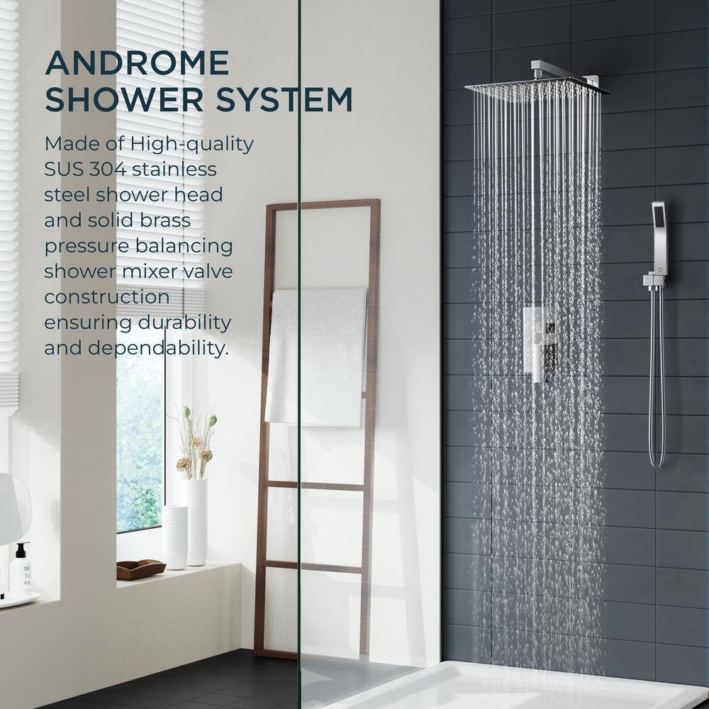 10-Inch Chrome Square Rainfall Shower System with Handheld