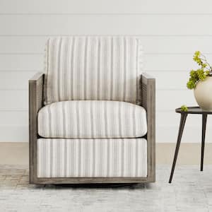 Triton Striped Swivel Accent Arm Chair with Gray Cane Panel
