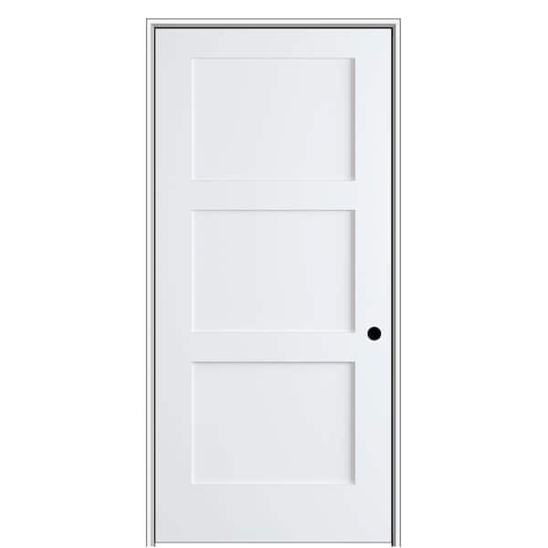 MMI DOOR Shaker Flat Panel 20 in. x 80 in. Left Hand Solid Core Primed HDF Single Pre-Hung Interior Door with 6-9/16 in. Jamb