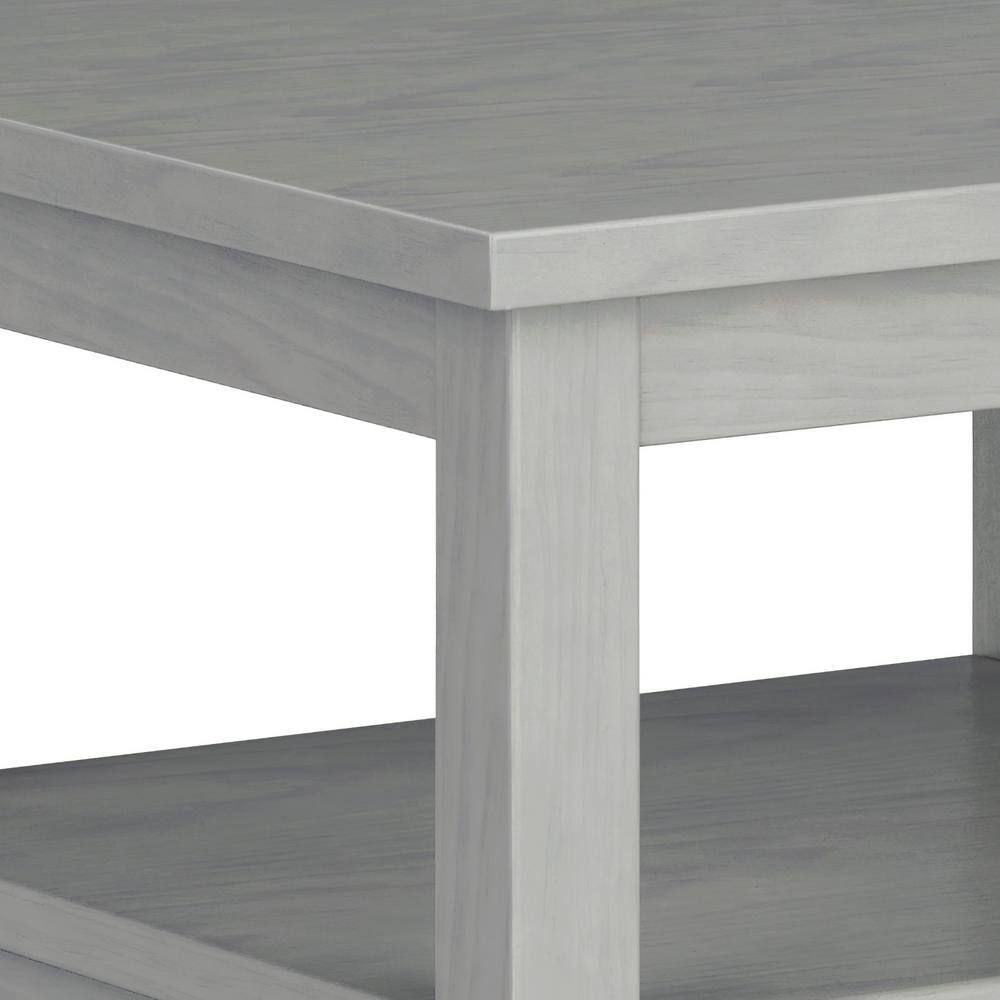 Fog Grey Solid Wood End Table with Storage Drawer