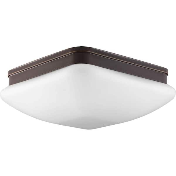 Progress Lighting Appeal Collection 3-Light Antique Bronze Flush Mount with Square Opal Glass