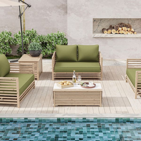 46 in. x 26 in. Outdoor Patio Replacement Loveseat Cushion Set with Backrest Light Green
