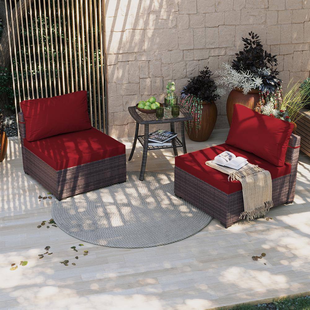 2-Person Stylish Wicker Patio Conversation Seating Set with Cushions in Red price history on PriceWatchPro