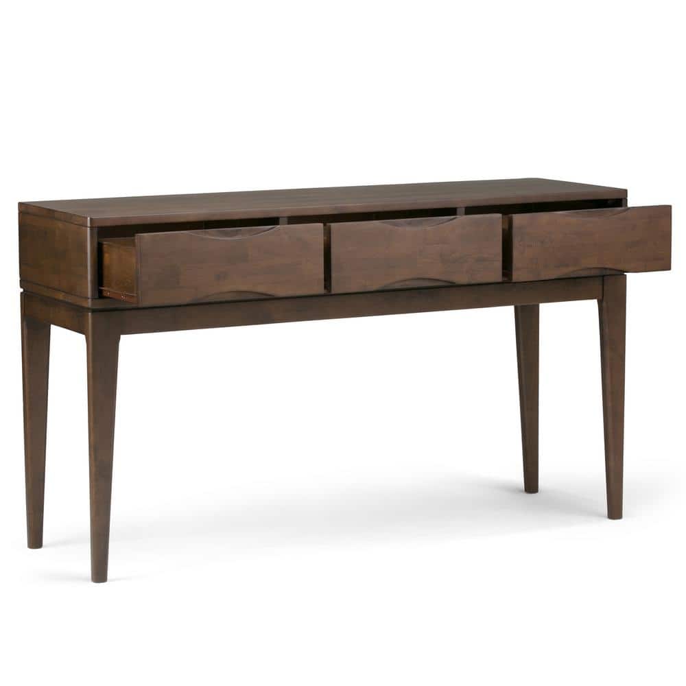 Harper Walnut Brown Solid Wood Console Table with Storage