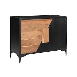 Methone Natural and Black 31 in. H Storage Cabinet with Two Doors