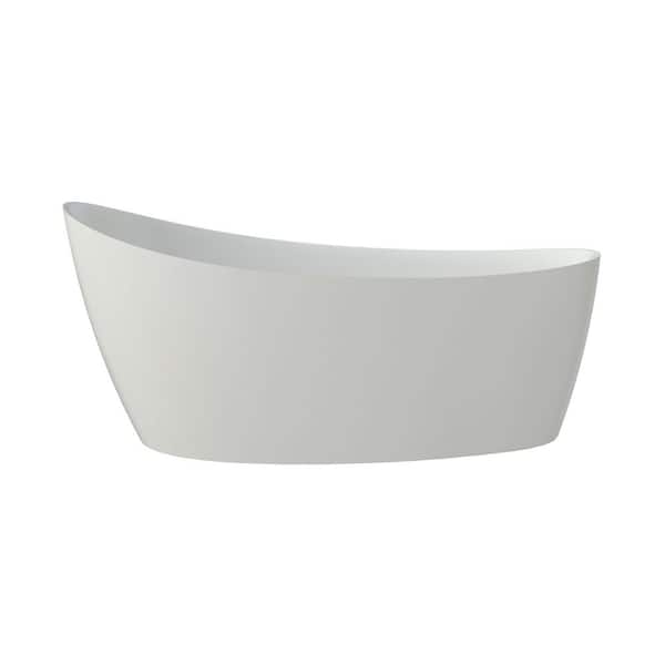65 in. x 34 in. Solid Surface Soaking Bathtub with Center Drain in Matte White durable construction