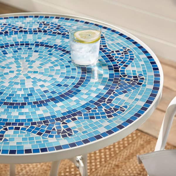 Stylewell 28 In Coastal Glass Mosaic, How To Make A Glass Mosaic Table Top